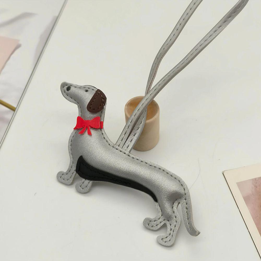 Eco-Friendly Leather Sausage Dog Keychain Ornament