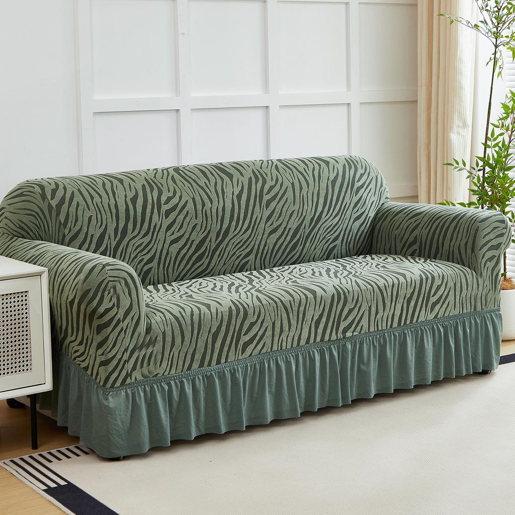 1pc Cationic Wave Skirt Sofa Cover All-inclusive Elastic Jacquard Sofa Slipcover Universal Anti-slip Adjustable Sofa Protector
