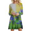 Tie Dye Gradient Print Dress Women Plant Flowers Long Sleeve Loose Dress Autumn Winter Casual Oversized Clothing Female Vestidos
