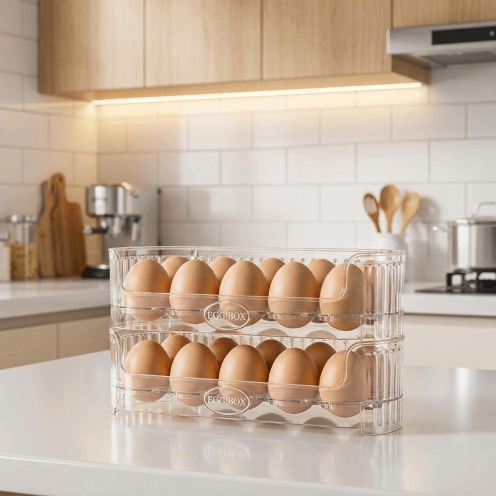 Large Capacity Fridge Egg Holder Plastic Egg Fresh-keeping Case  for Kitchen