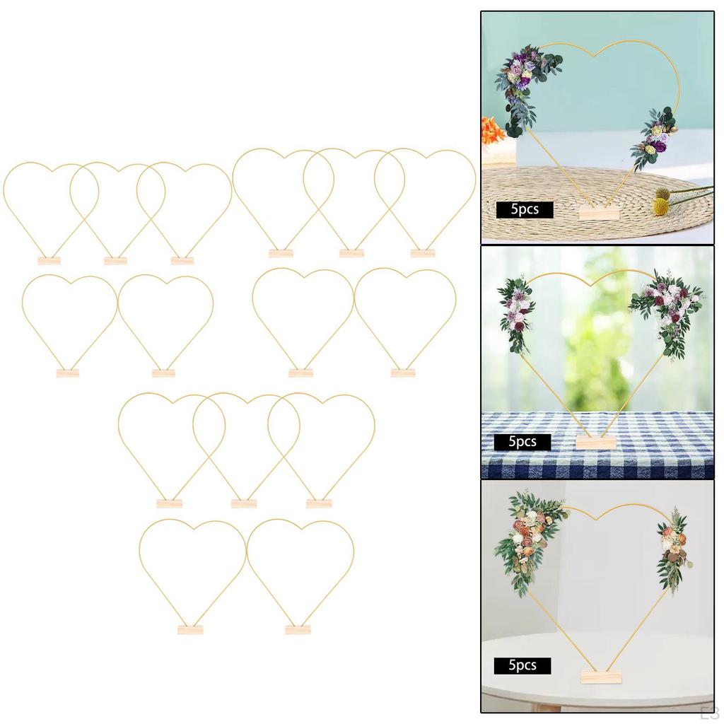 5 Metal Floral Hoop Garland Frame with Wooden Card Holders