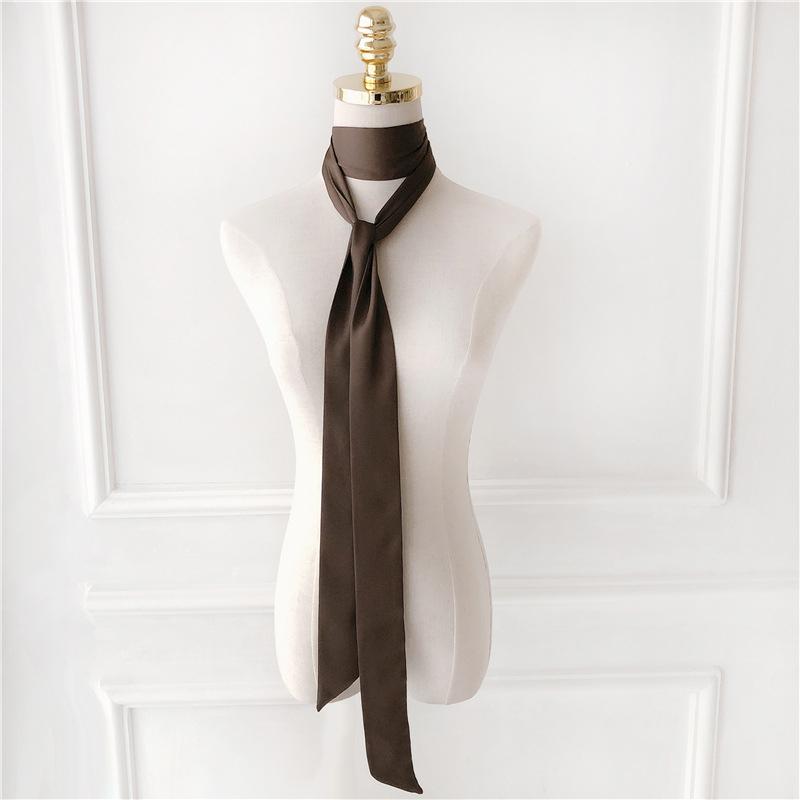 200*5cm Elegant Solid Color Long Ribbon Neck Scarf Women Dinner Party Headband Strip Narrow Decoration Scarf Neck Tie