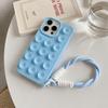 Fashion 3D Cute Candy Liquid Silicone Suction Cup Case For iPhone 16 15 14 Plus 11 12 13 Pro Max Soft Lanyard Wrist Strap Cover
