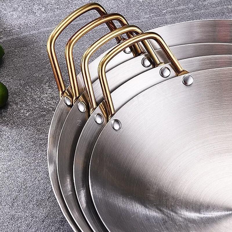 ZISIZ 28cm 316 Stainless Steel Double-Handle Round Bottom Pot