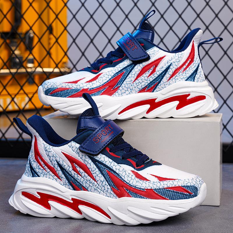 Laufschuhe Mode Jungen Kinder atmungsaktive Schuhe Farbabstimmung mittlere und ältere Kinder Flammenmädchen cool 2025 Sportschuhe