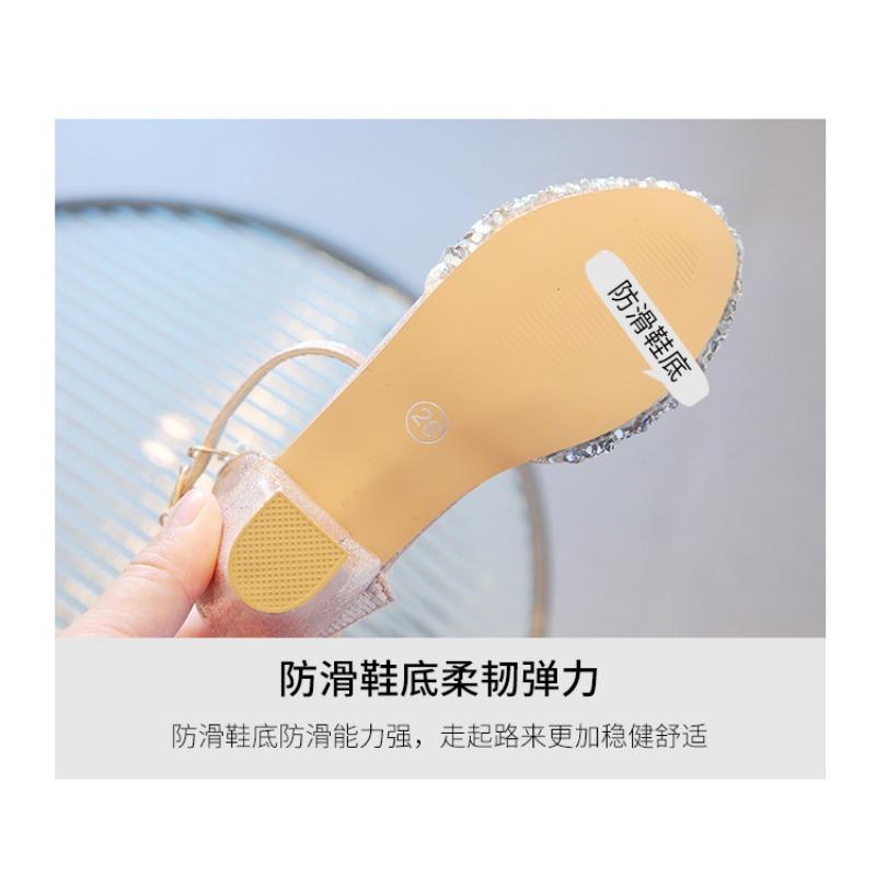 Girls Korean Style Princess Crystal Closed Toe High Heel Dance Sandals