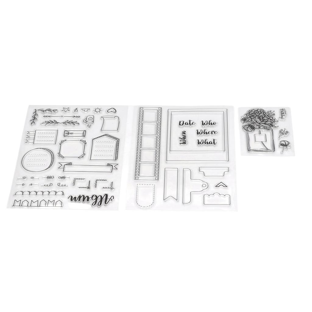3pcs Clear Stamps DIY Interesting Durable Reusable TPR Material Transparent Appearance Embossing Scrapbooking Tool