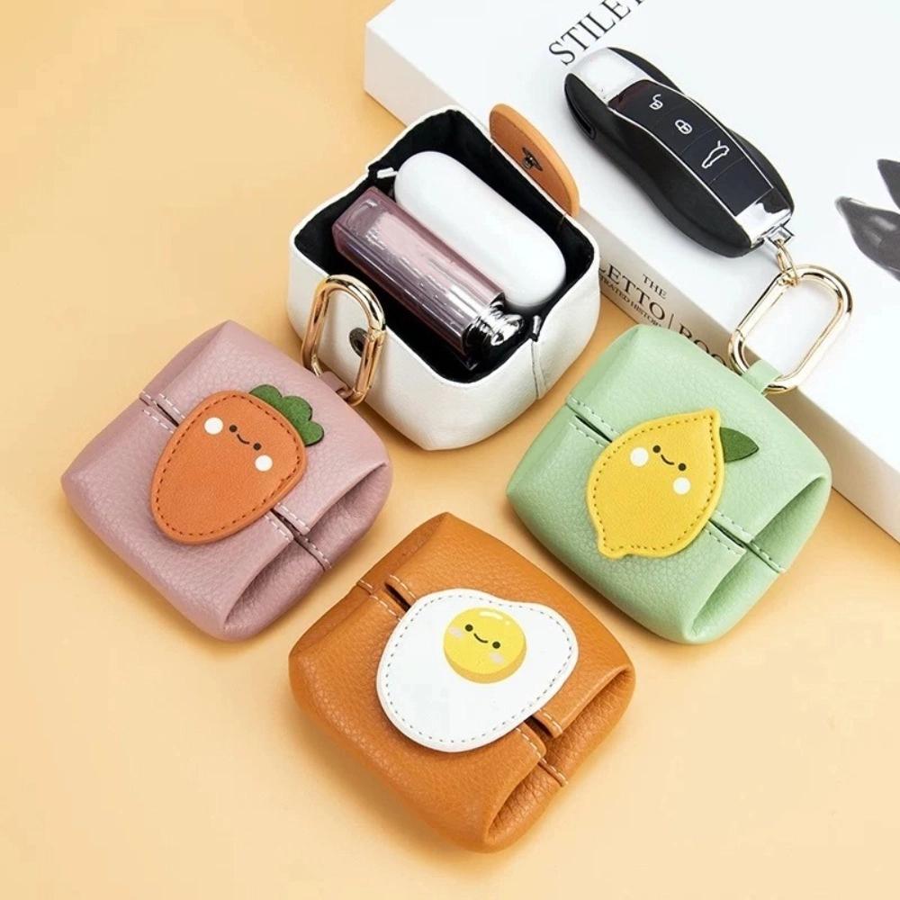 Multipurpose Leather Earphone Bag Cute Fruit Coin Purse Storage Bag Mini Lipstick Bag  Student
