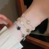 Super Flash Zircon Round Heart-shaped Flower Multi-layer Open Bracelet Exquisite and Beautiful Bracelet Light Luxury Jewelry Women