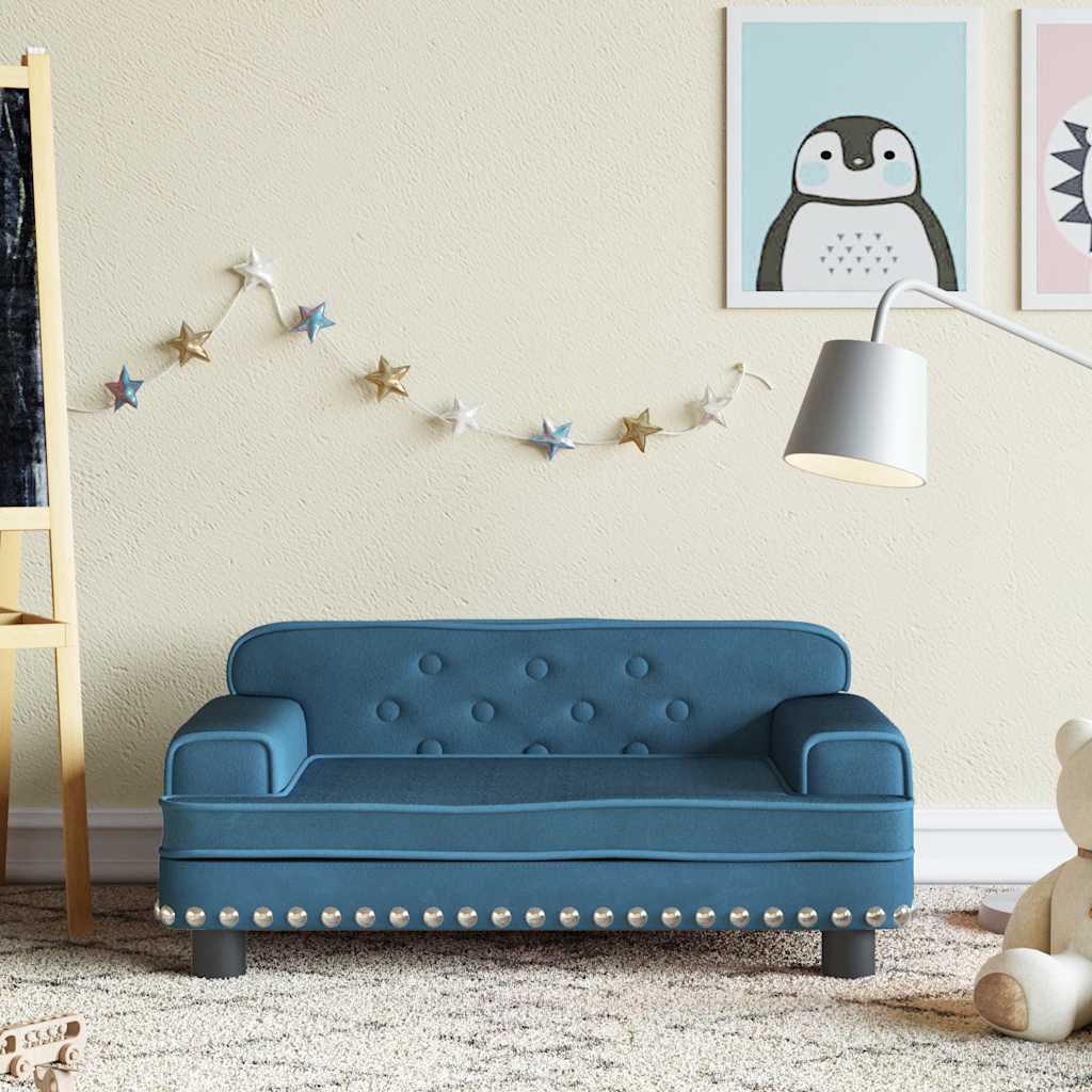 Kids Sofa Blue 70x45x30 cm Velvet