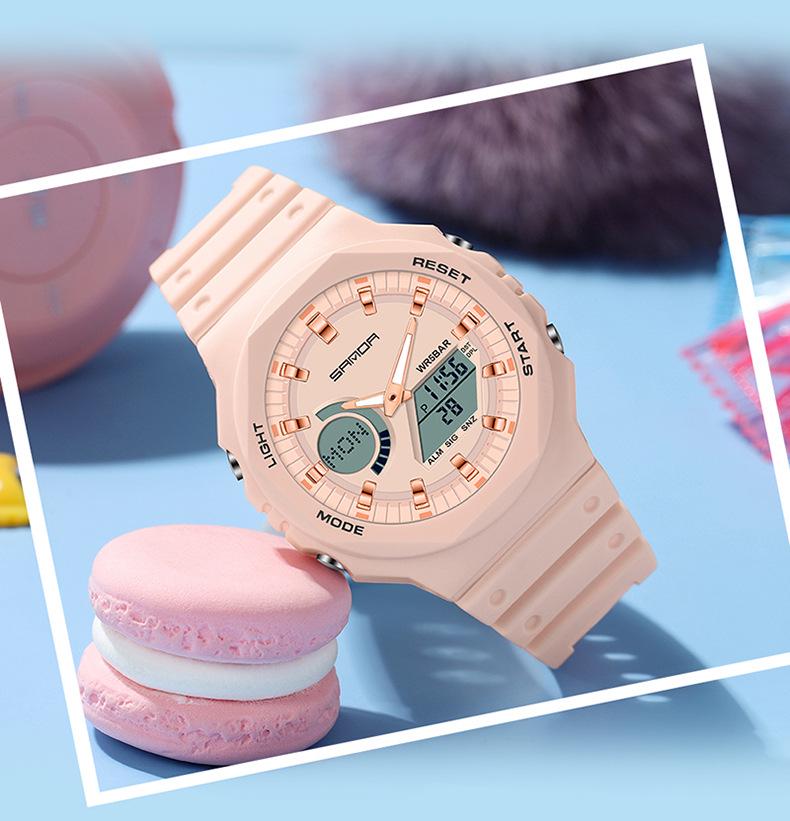 Sanda Dual Display Koreanischer Stil Wasserdicht Multifunktionale Studentenuhr