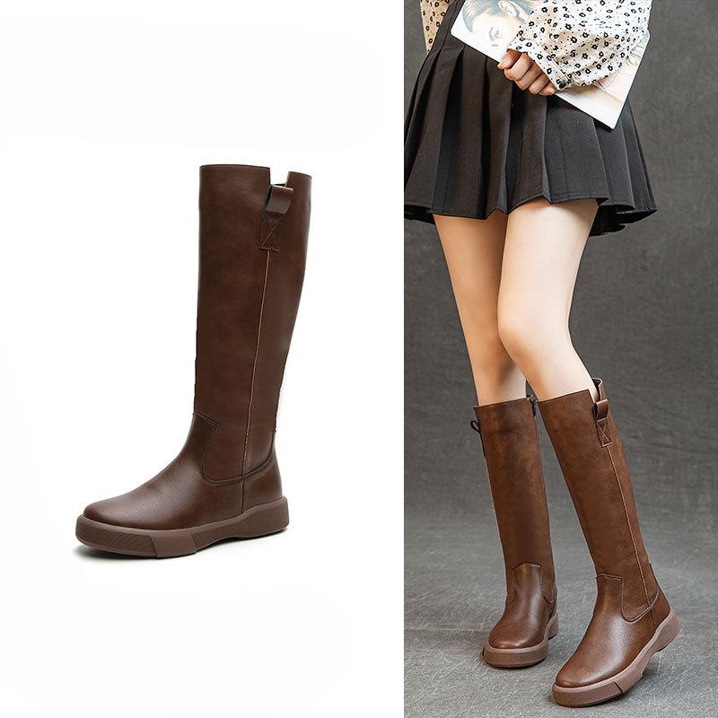 Retro Boots Women's Shoes Slimming Boots Thick-soled Long Boots Versatile High Boots