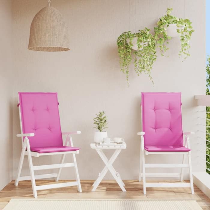 VidaXL Coussins de chaise de jardin à dossier haut lot de 2 rose tissu 361268