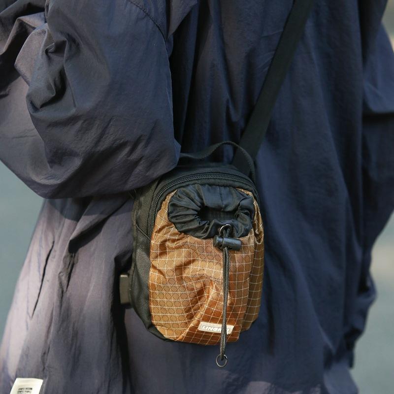 Men's and women's small satchel, functional trendy brand, mobile phone drawstring, small bag, earphone bag, boys' messenger bag, shoulder backpack