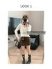 Moqie Stylish Retro Double-Breasted High-Waist Slim A-line Wool Skirt MQ1075