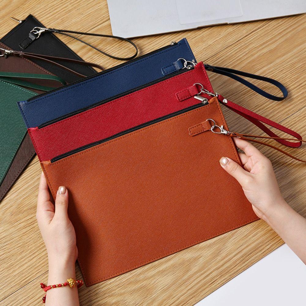 Simple A4 Imitation Leather File Folder Data Contract Bill File Bag  Stationery Storage