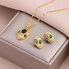 New Fashion Gold Plated Necklaces Earrings Sets For Women Female Trendy Party Jewelry Girls Daily Wear Neck Chain Earrings