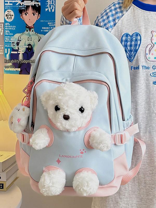 Cute Cartoon Bear Backpack for Women and Students - Mori Style Shoulder Bag