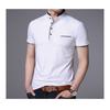Mens Stand Collar Short Sleeve Slim Fit Big Size Solid Casual T Shirt