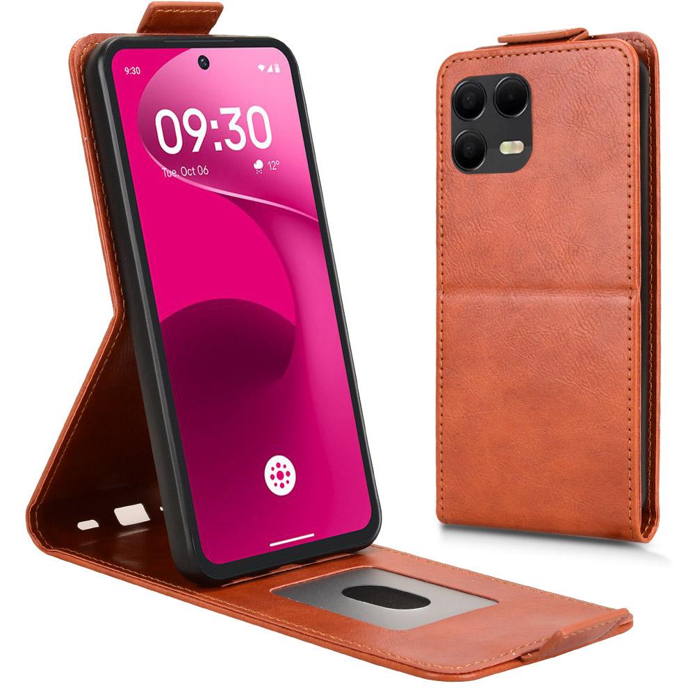 

For T-Mobile Revvl 8 Pro/T Phone 3 Pro Stand Case Magnetic Clasp Vertical Flip Leather Phone Cover with Card Holder