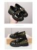 Mädchen Lackleder Slipper - Frühling 2025: Schwarze Slipper Modische Studentenschuhe