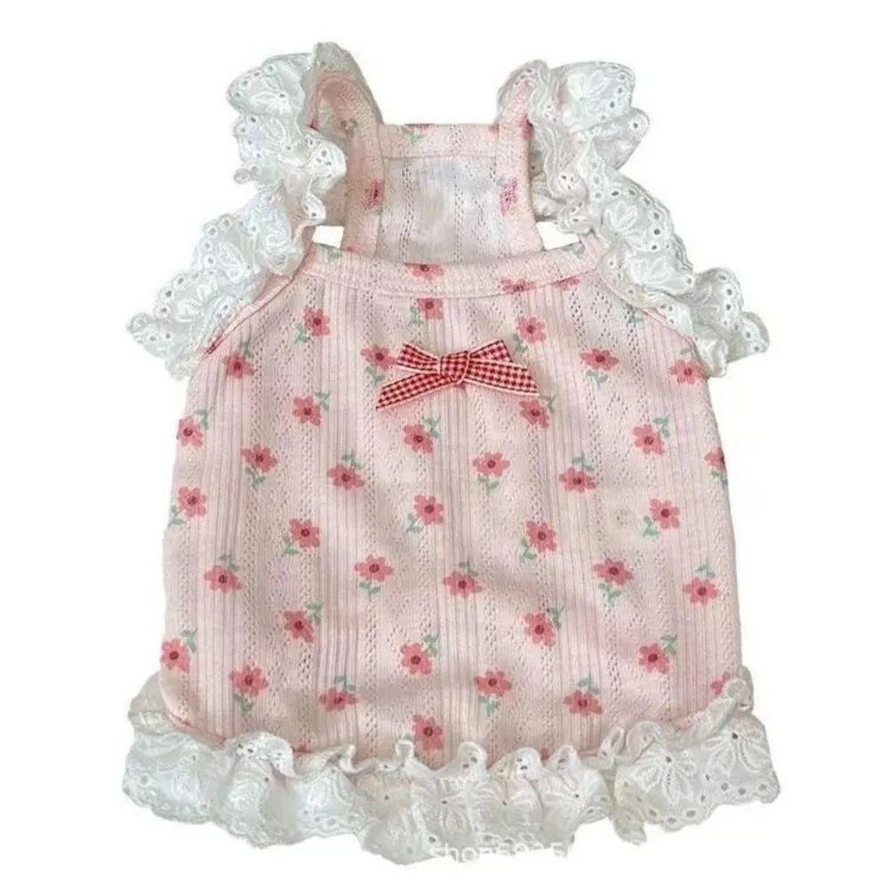 Flower Pattern Pet Camisole Vest Cute Puppy Clothes Princess Dress Floral Dog Dress  Summer Wear