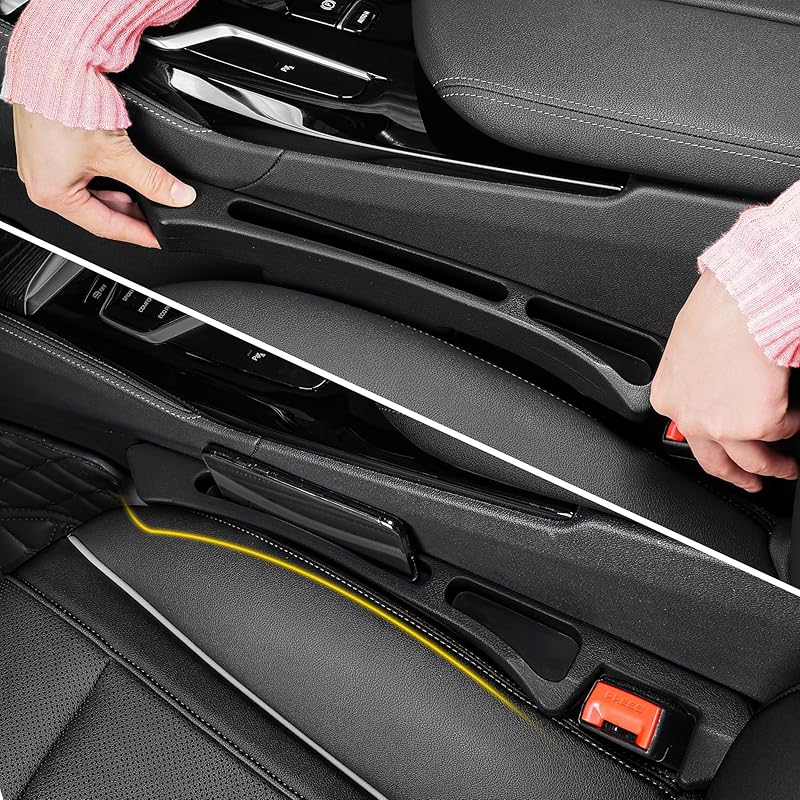Car Seat Gap Filler Organizer With Dual Slots, 2 Pack Anti-Drop Storage Solution For Car SUV Truck - Prevents Phone, Keys, Wallet From Falling
