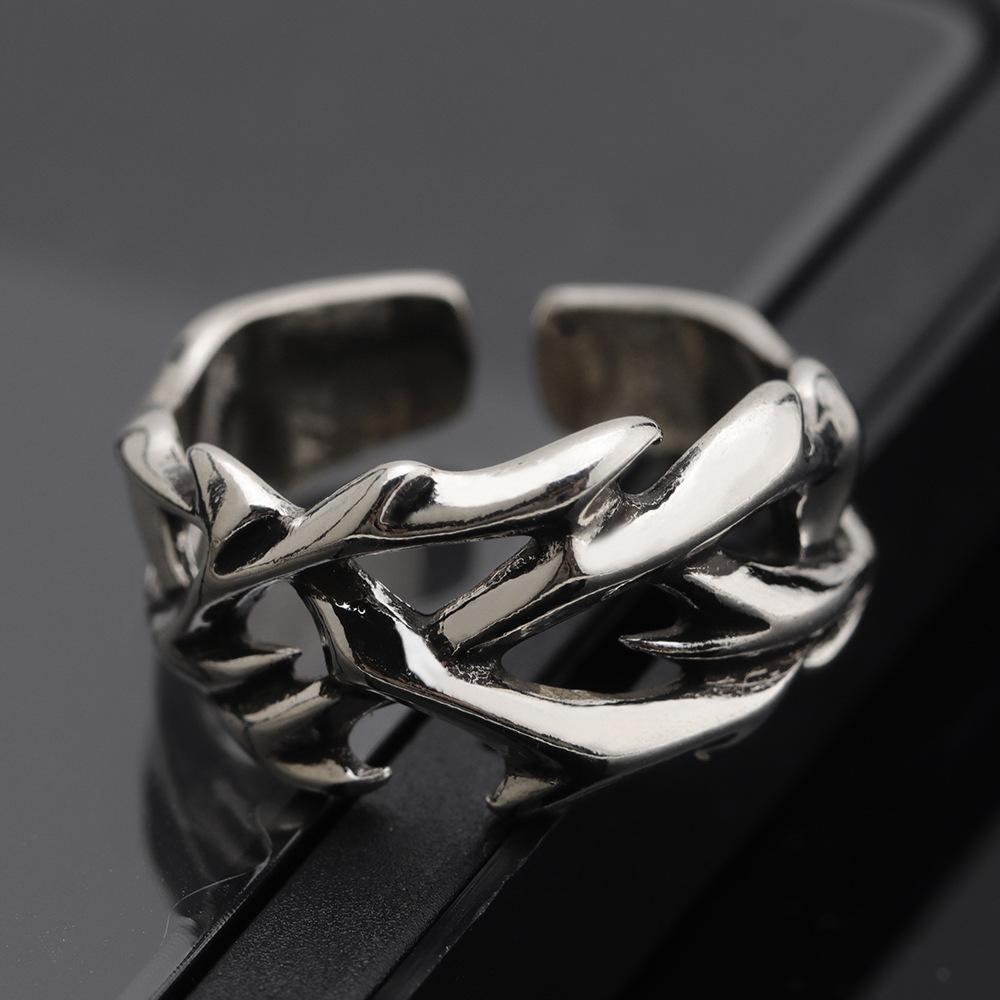 

Thorns creative retro index finger ring fashionable versatile high sense men s open jewelry simple design resizable срібний