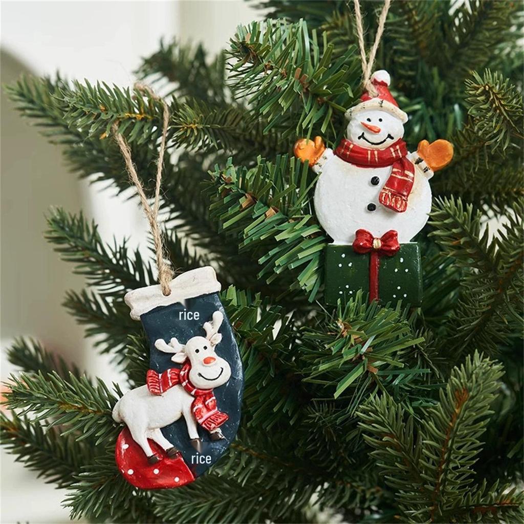 Small Snowman and Santa Claus Christmas Tree Hanging Ornaments for Home Decor