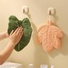 1 Piece Of Leaf Coral Fleece Hand Towel Thick Absorbent Towel Hangable Long-Lasting Soft Handkerchief Kitchen Dish Towel