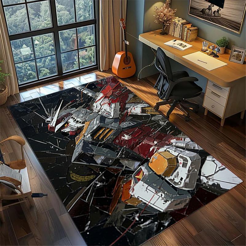 Large Gundam Area Carpet Non Slip Washable Floor Mat Gamer Room Bedroom Decor