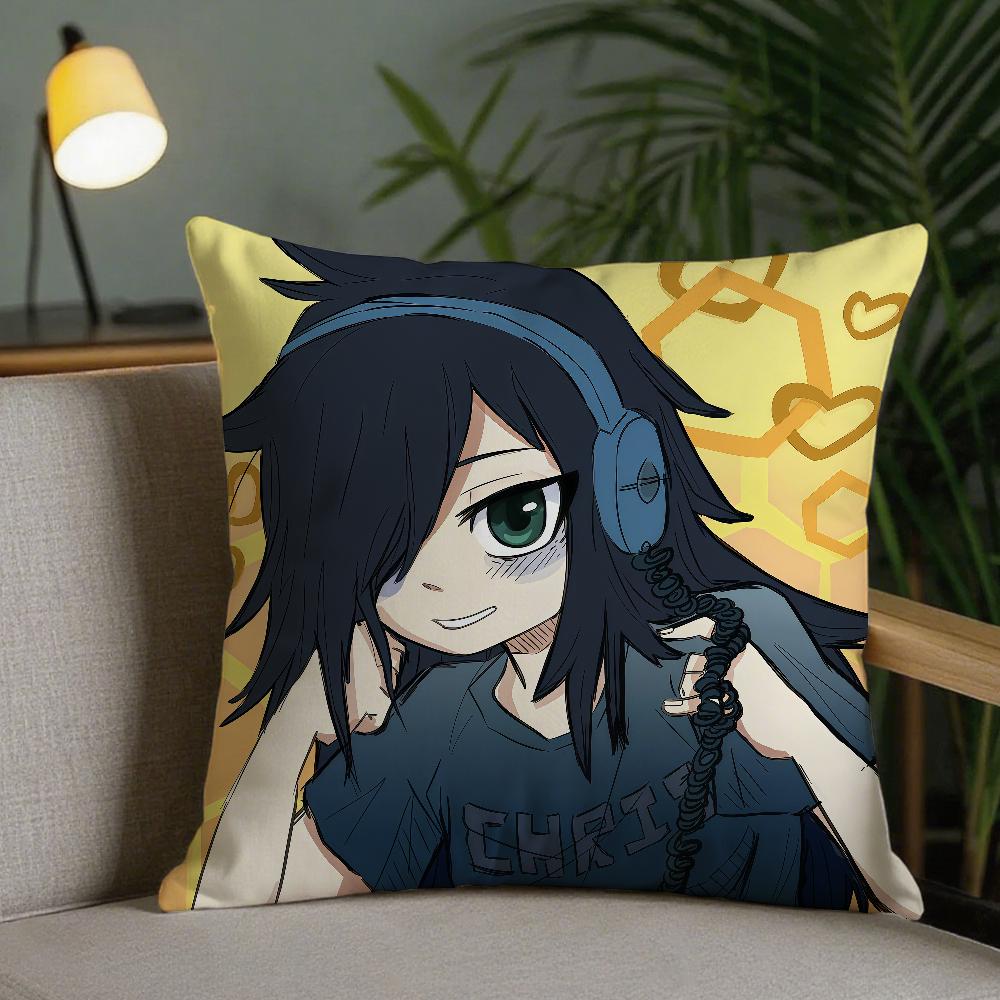 Anime Kuroki Tomoko Cute Pillow Case Square DoubleSided Printing Sofa Cushion Cover Pillowcase Bedroom Bedside
