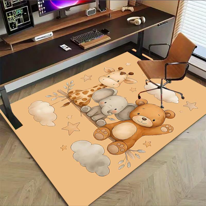 1PC Giraffe Elephant Anti-slip Carpet, Suitable for Office, Bedroomand Playrooms. It Can Also Be Used As a Sofa Footrest cover-W78