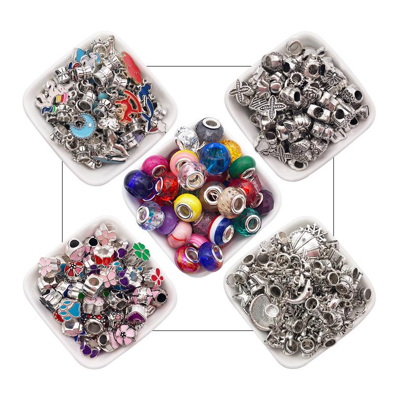 Handmade DIY Jewelry Set: 10 Colorful Beaded Bracelets with Pendants and Large Hole Beads