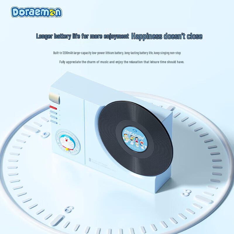 ROCK Doraemon Retro Record Player Mini Bluetooth Speaker CN plug (adapter included)