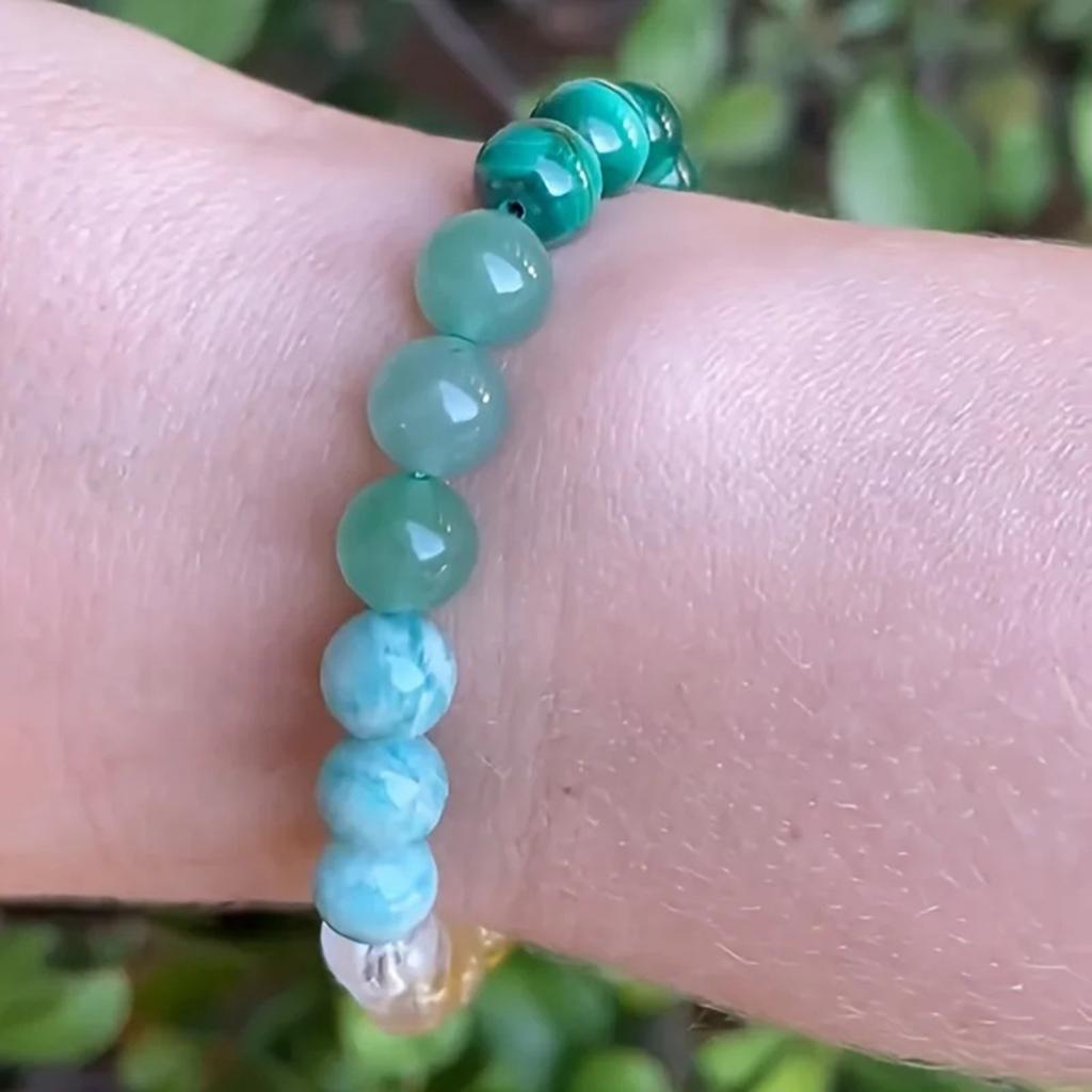 Delicate Green Stone Wealth Bracelet Exquisite Beaded Bracelet Bangles Adornment Ethnic Style Hand Strings Accessory