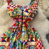 Summer Women Vintage Baroque Print Designer Runway Dress Spaghetti Strap Long Midi Party Dresses