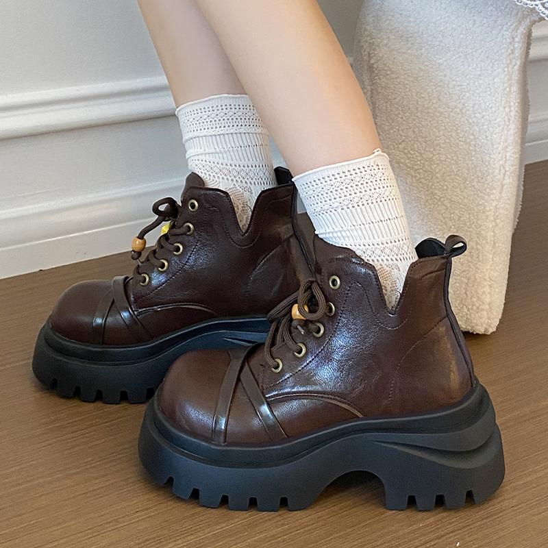 Ankle Boots for Women Flats Platform Lace Up Casual Shoes Fashion Woman Sport Boots 2025 Winter Chelsea Botas Mujer De Zapatos