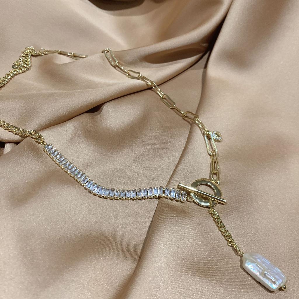 European and American simple design hip-hop flash diamond thick chain with diamonds cool necklace retro cold style fashion trendy collarbone chain