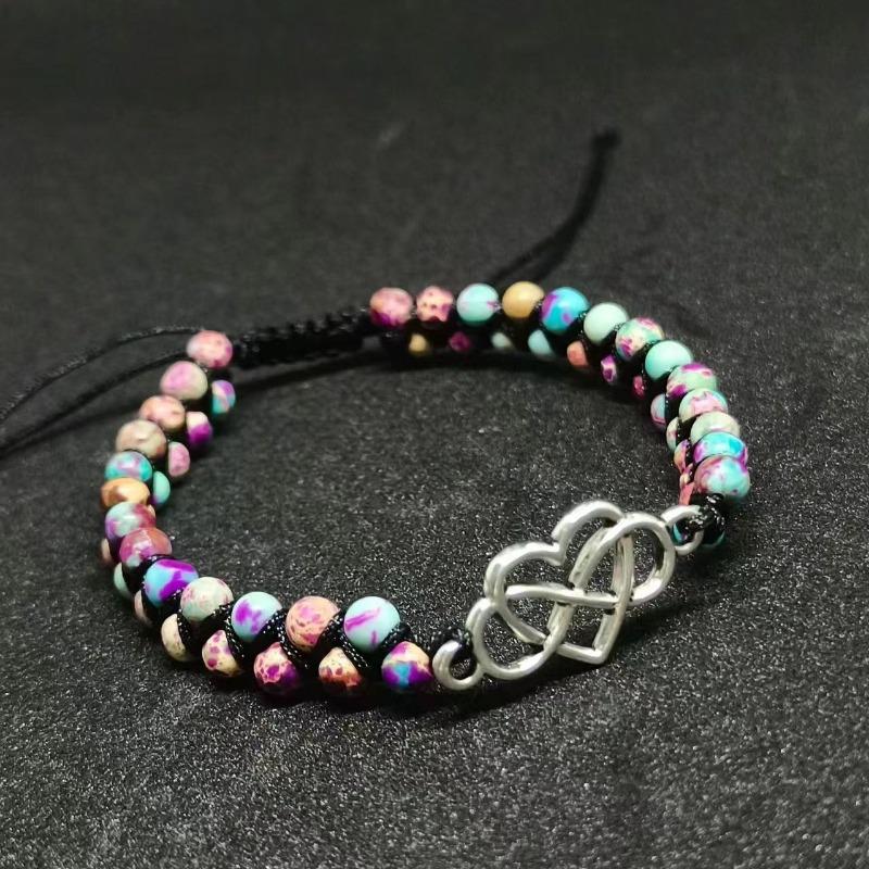 Popular Jewelry Hand-woven Double-layer Emperor Turquoise Bracelet Love Alloy Accessories Stone Bracelet