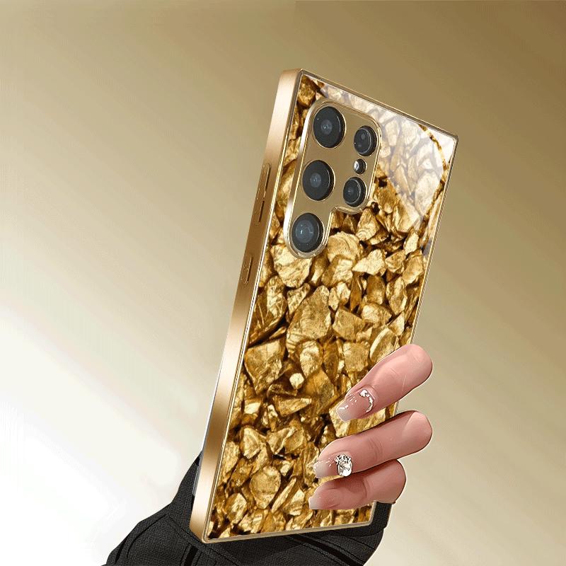 Pozlacený nový obal na telefon pro Samsung Galaxy S26 Ultra S25 Plus S24 S23 S22 fe tvrzené sklo Umělecké texturované vzory