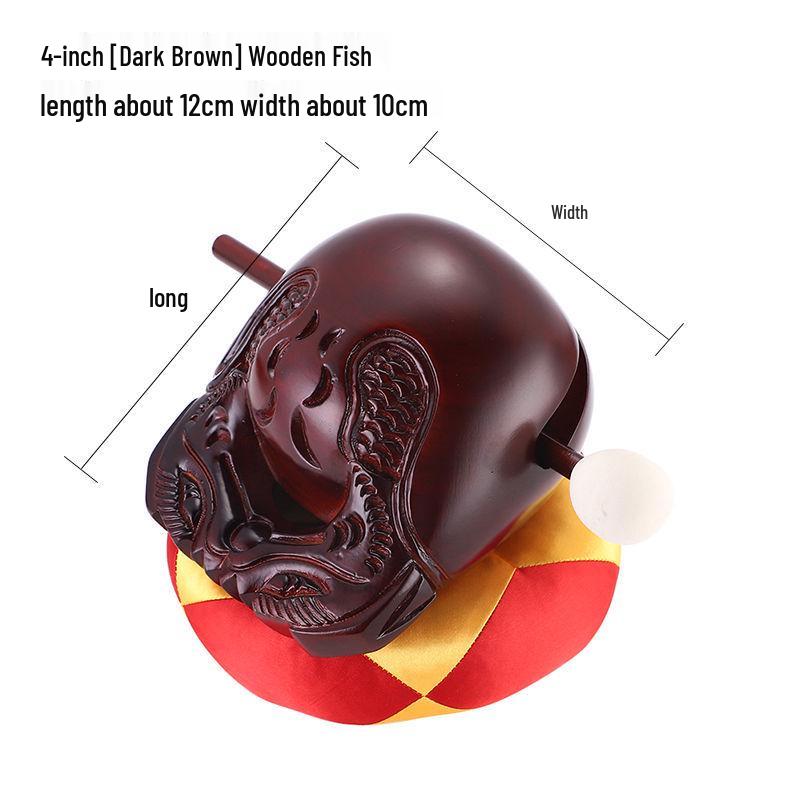 Camphor Wood Fish Percussion Instrument - Exquisitely Carved Solid Wood for Buddhist Chanting and Dharma Rituals