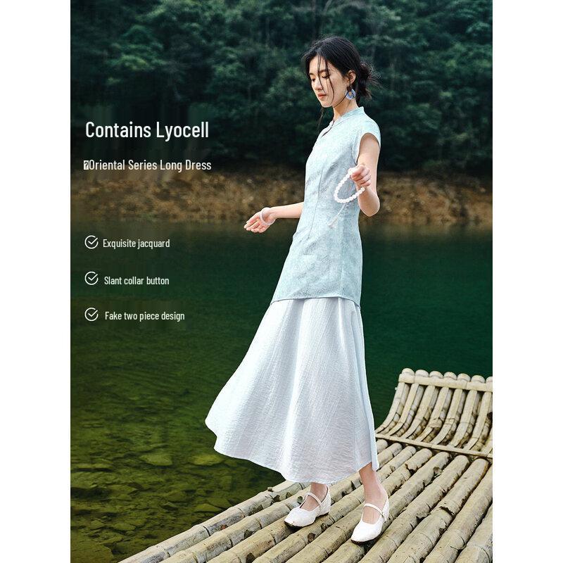 XWI Women s New Chinese Style Faux Two-Piece A-Line Qipao Dress S