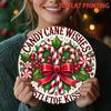 Vintage Rustic Metal Wall Decor Round Sign Holiday Home Decor Candy Cane Wishes Iron Art