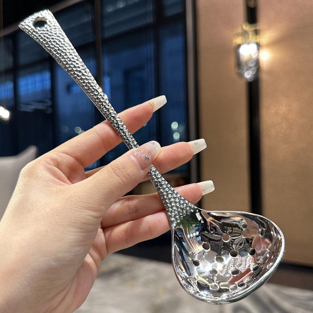 Durable Stainless Steel Large Head Ladle and Slotted Spoon Set for Cooking and Serving.