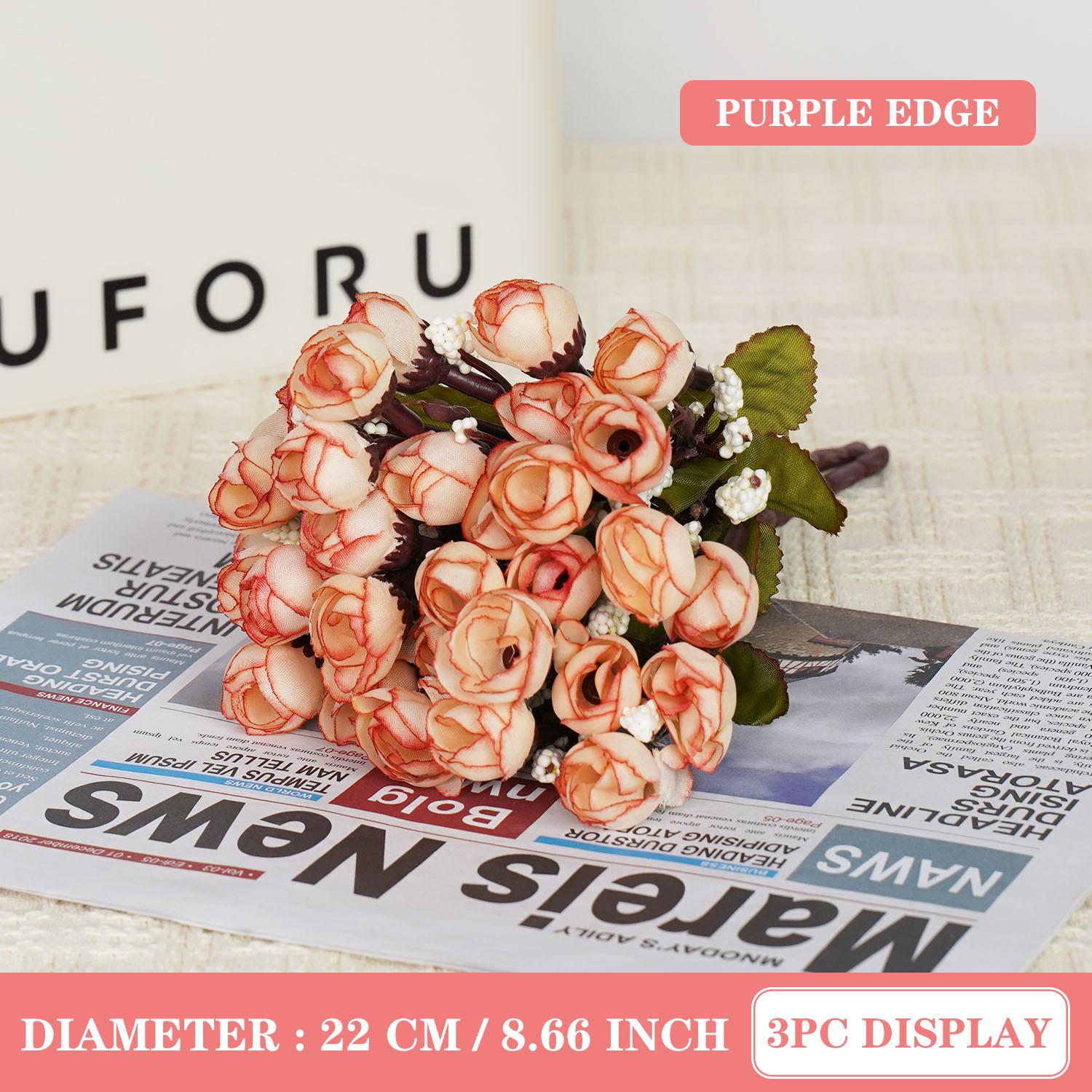 

1PC 15 Heads Artificial Silk Small Flower Buds Rose Pod Wedding Home Party Photography Decoration 1PC(no vase)