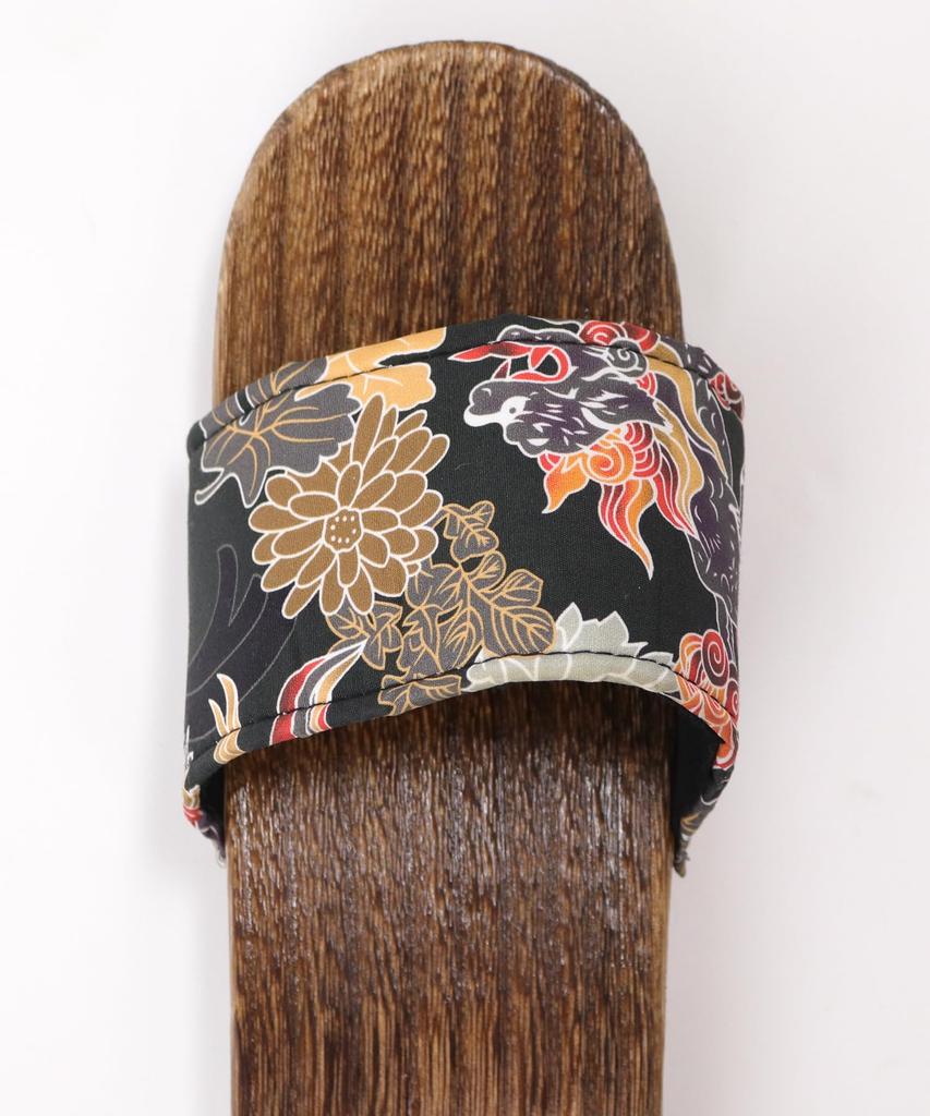 Japanese Burnt [KYOETSU] Sandals, Geta, Pattern, Paulownia, Men's (9)