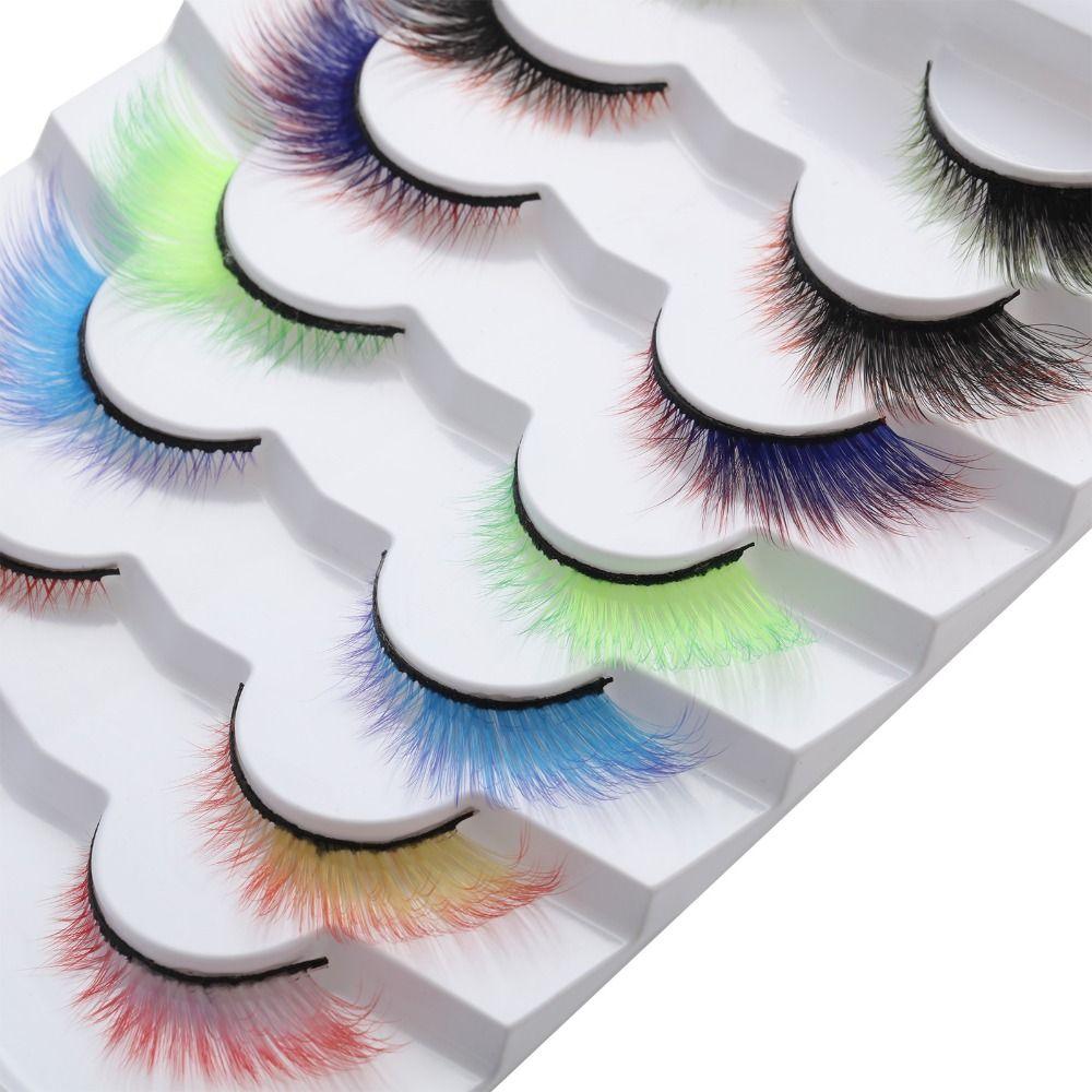 Fluffy Dramatic Cosplay for Halloween Colored Lashes False Eyelashes Cat Eye Lashes Fake Eyelashes