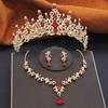 Gorgeous Crown Bridal Jewelry Set for Women Tiaras Birthday Wedding Dress Crowns and Choker Necklace Earrings Set Accessories