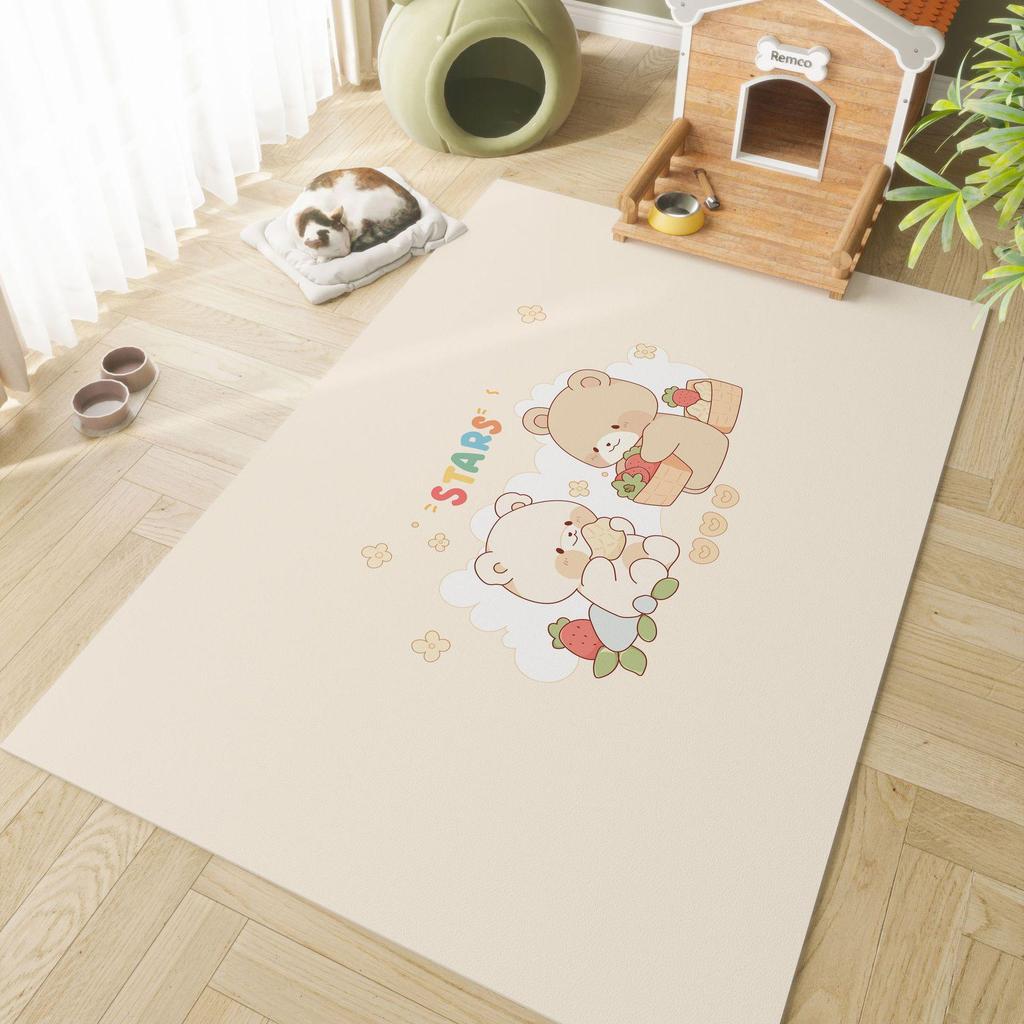 Alfombrilla Impermeable Antideslizante para Mascotas de Dibujos Animados: Cuero Duradero, Alfombra de Piso Lavable para Casa o Parque de Juego de Gato y Perro